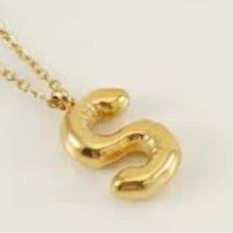 3/$20 Bundle Open Edit Bubble Initial “S” Pendant Necklace Gold Adjustable